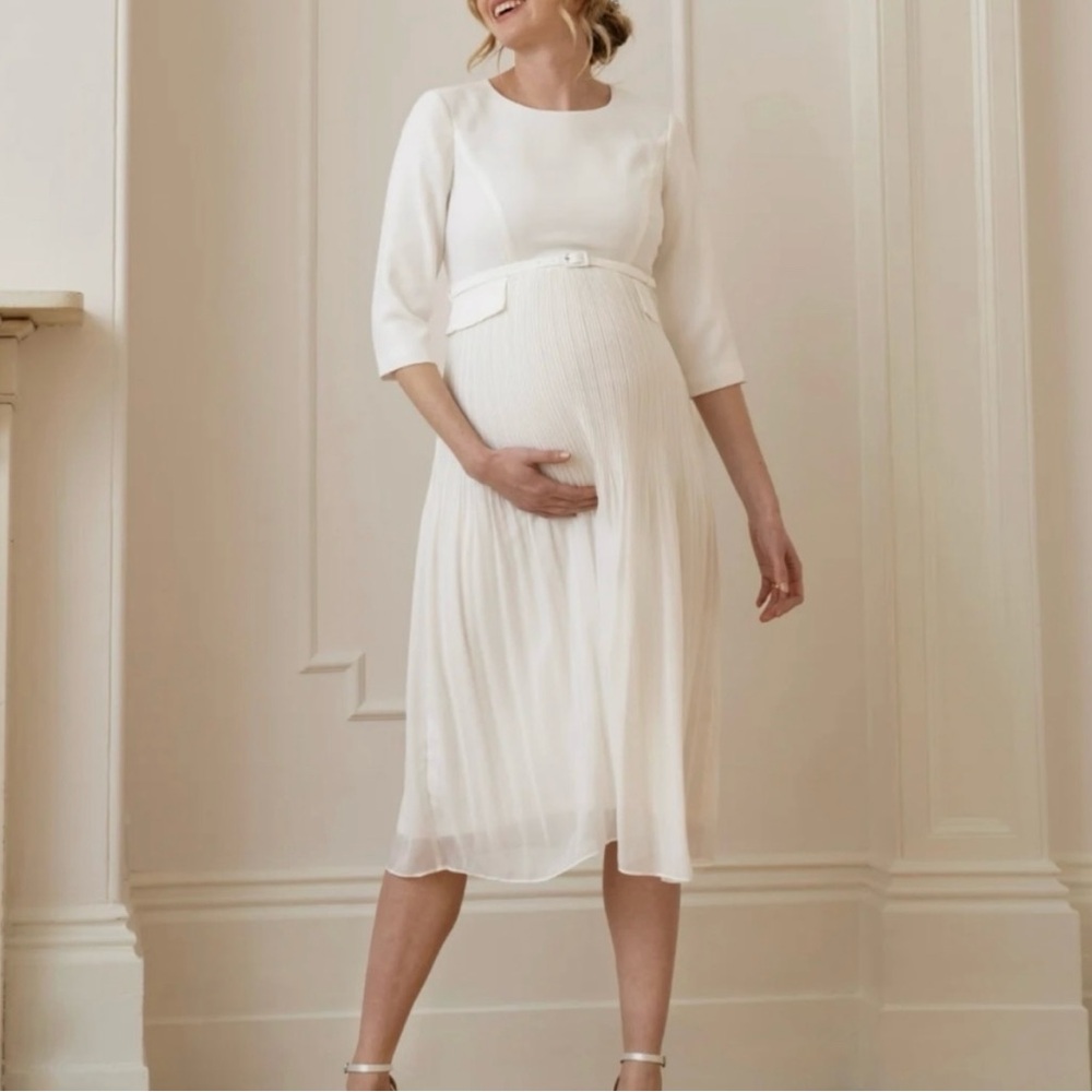 Seraphine Maternity White Midi Dress